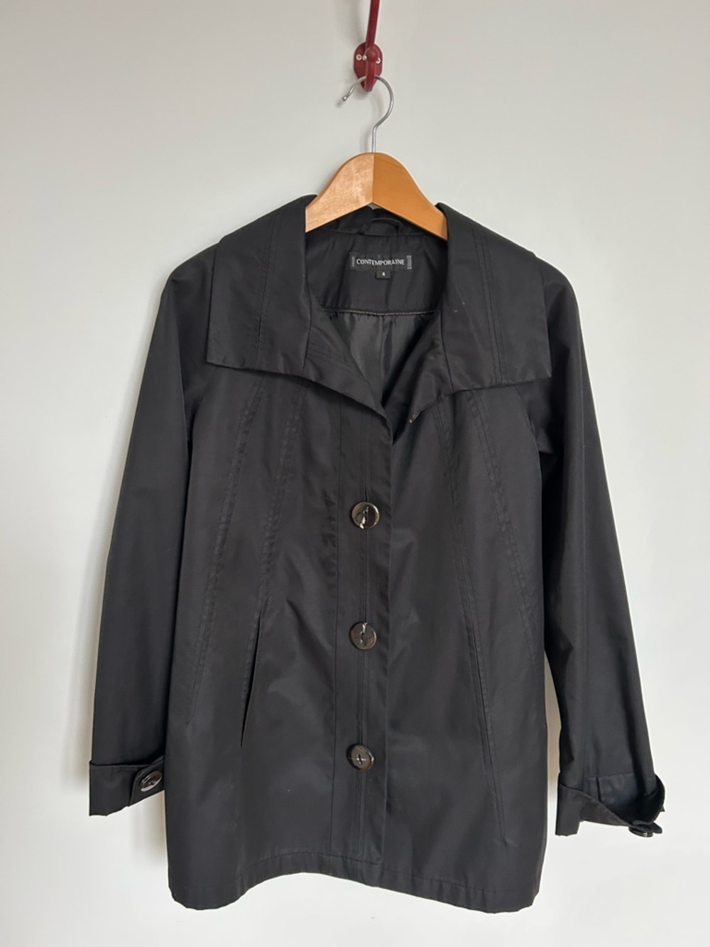 Simons Black Trench-Style Button Jacket